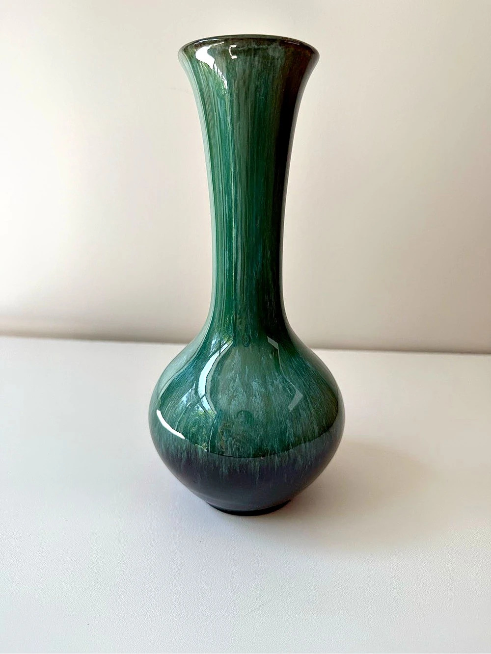 Blue Mountain Pottery Green Drip Glaze Bud Vase Green & Brown